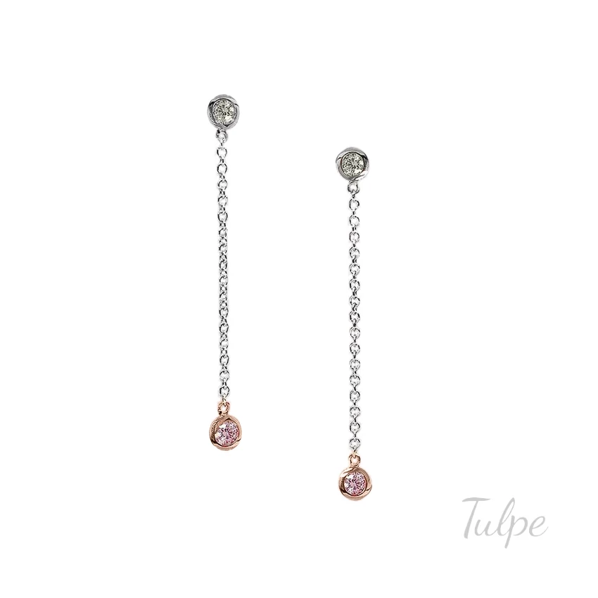 Bedugós fülbevaló gyémánt-pink zafír