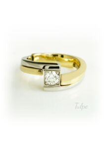 Fehér-sárga arany női  brill gyűrű 
